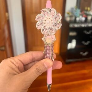 Pink Floral Crystal Pen